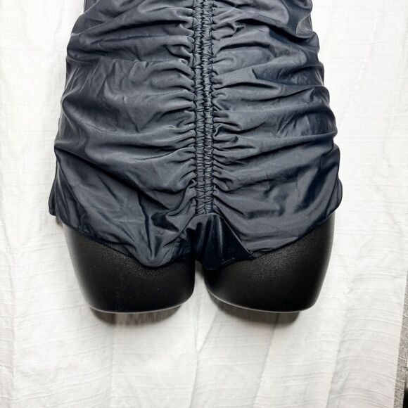 NEW HAH black ruched retro tie halter neck romper one piece swimsuit size medium - Picture 3 of 8